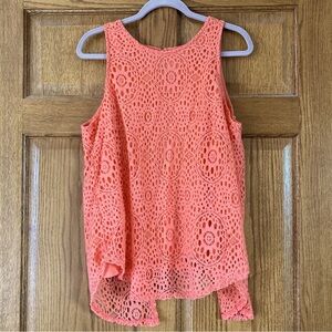 5/$15 Zac & Rachel Dual Layer Bright Peach Orange-Pink Tank Top XL